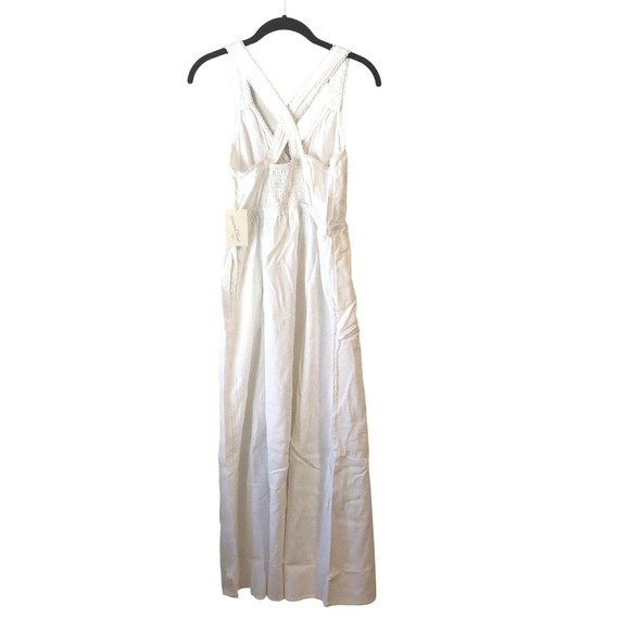 NEW Universal Thread Linen Rayon Cross Back Maxi Dress Summer Smocked White Sz S - Picture 7 of 10